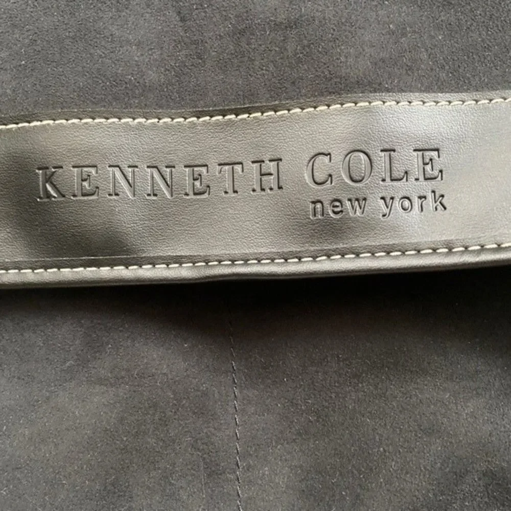 Kenneth Cole New York Messenger Shoulder Bag Black Faux Suede Adjustable…